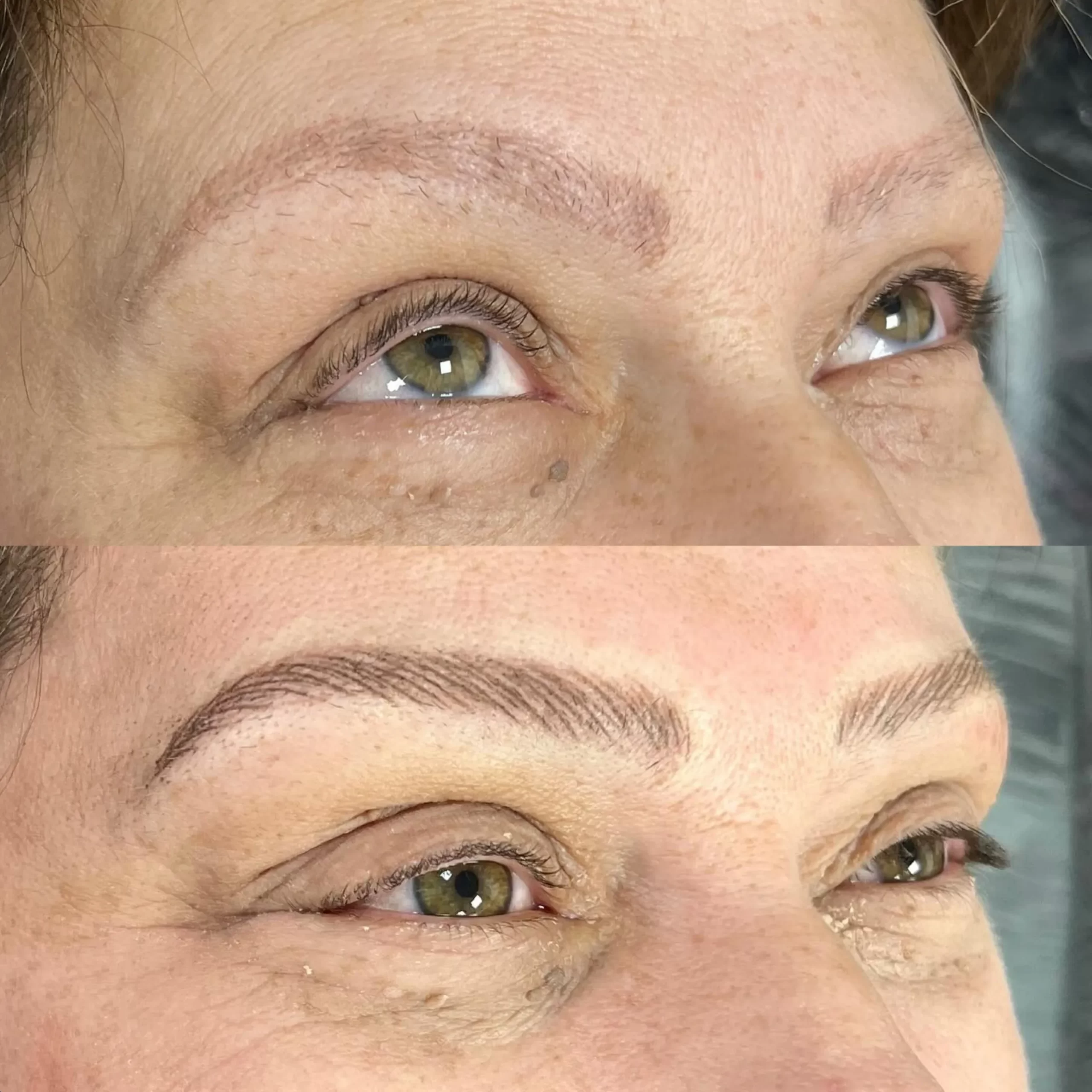 feathered eyebrows before and after